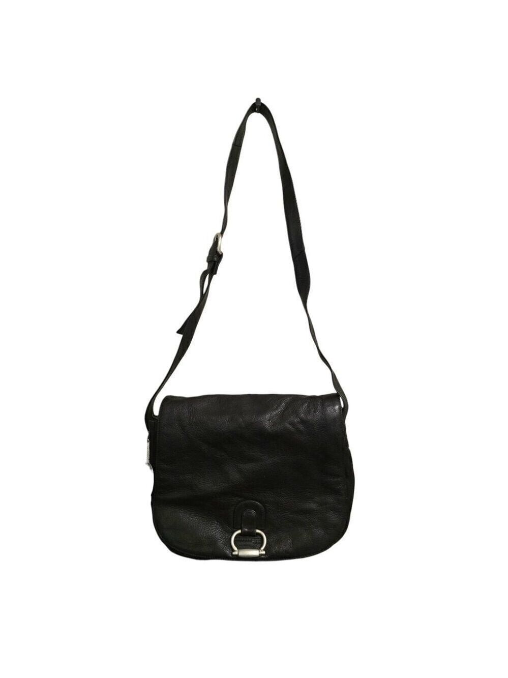 Kenneth Cole Black Genuine Leather Saddlebag Crossbody Purse - Picture 2 of 15